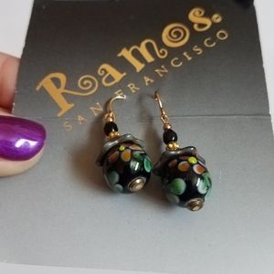 Cloisonne Style Hand Crafted Glass Beaded Earrings